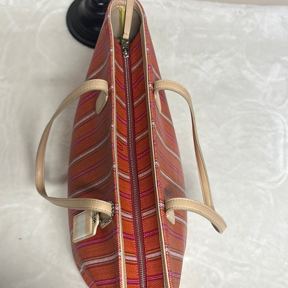 Coach Legacy Red and Cream Striped Tote - Picture 3 of 16
